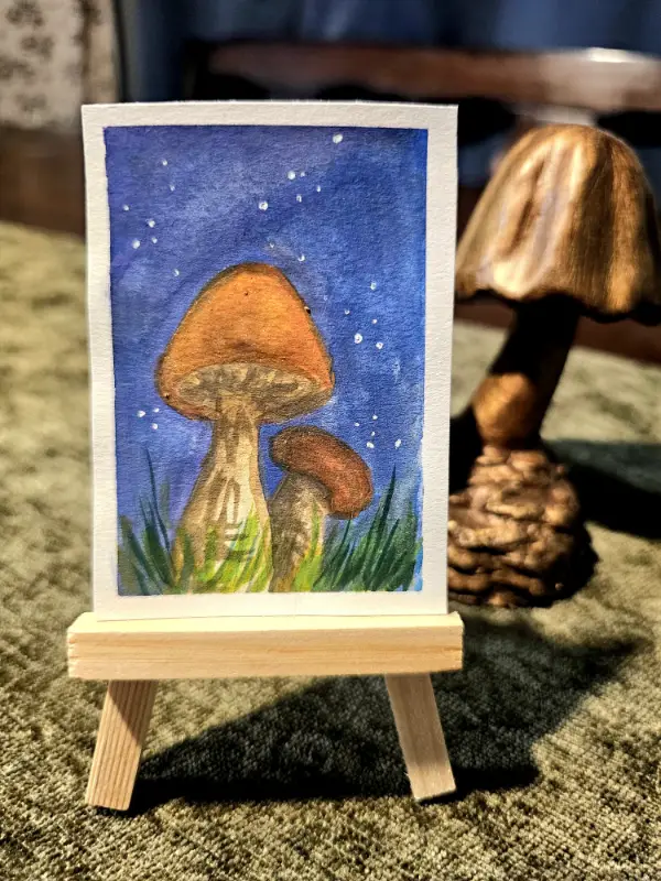 Midnight orange caps aceo art card