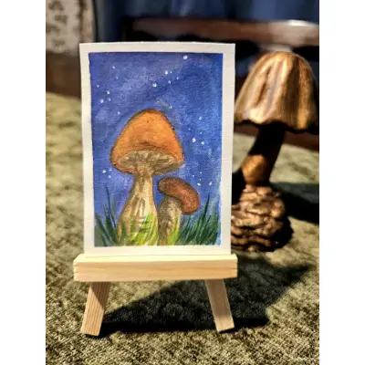 Midnight orange caps aceo art card thumbnail 1