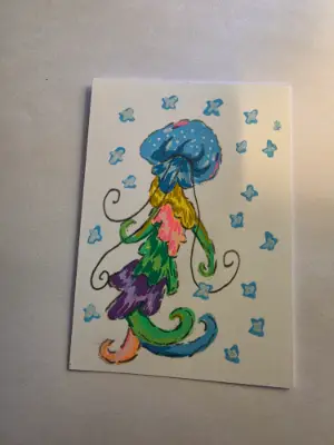 Rainbow Jellyfish aceo art card thumbnail 2