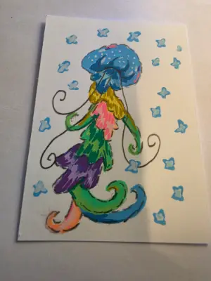 Rainbow Jellyfish aceo art card thumbnail 1
