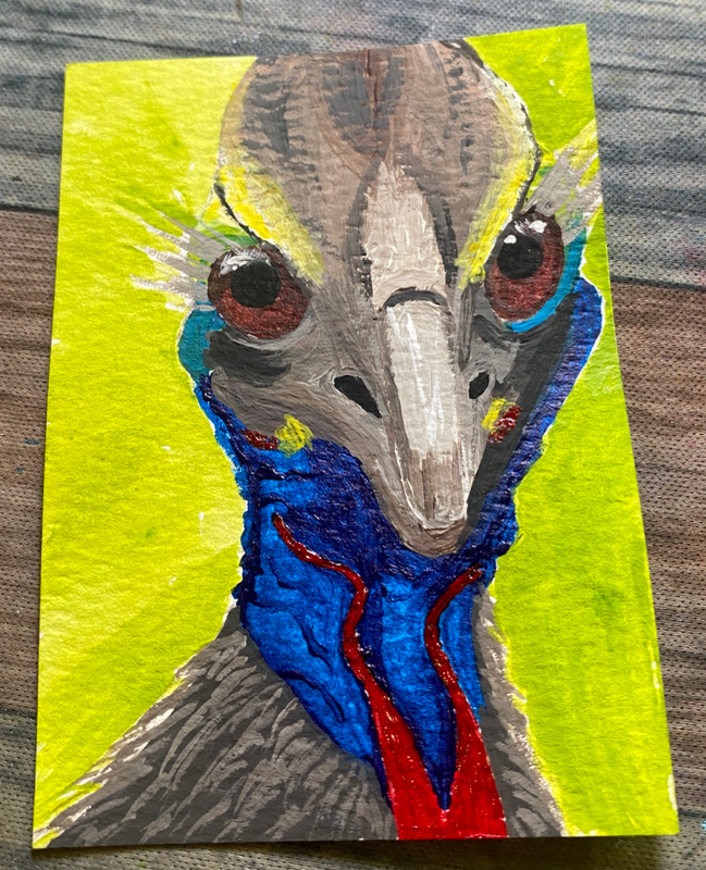 Cassowary aceo art card