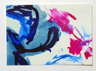 Thai Flowers Bundle Mixed Media Cyanotype Ink Original Art ACEO aceo art card thumbnail 2