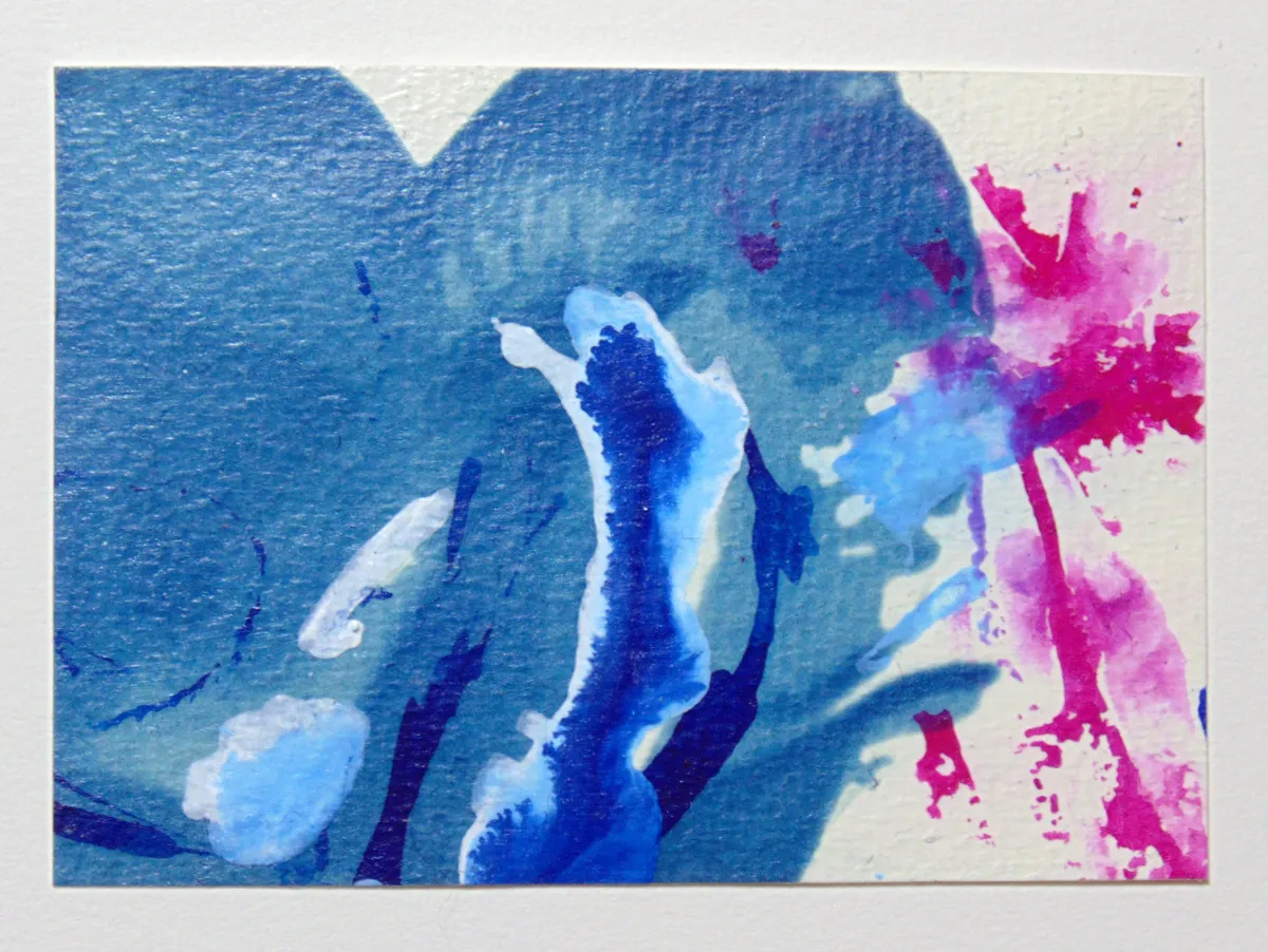 Thai Flowers Bundle Mixed Media Cyanotype Ink Original Art ACEO aceo art card