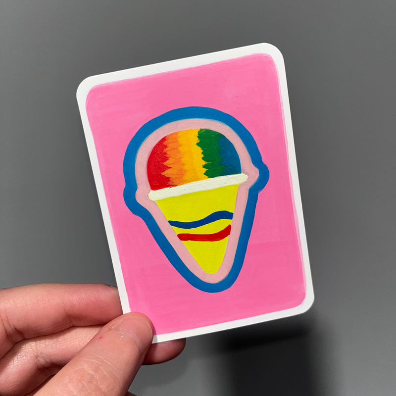 original aceo snow cone ice cream frozen sweet treat summer nostalgic 90’s aceo art card