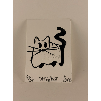 Cat Ghost aceo art card thumbnail 2
