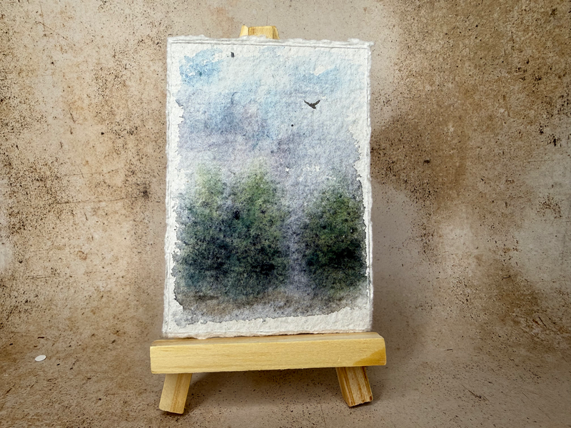 Loose Sky with Trees aceo art card