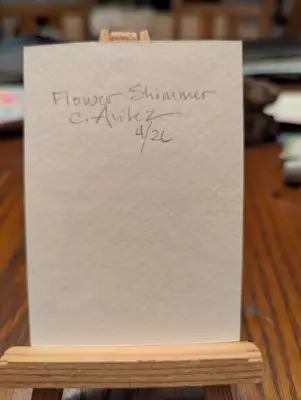 ACEO Unique watercolor and ink orange shimmery flowers aceo art card thumbnail 2