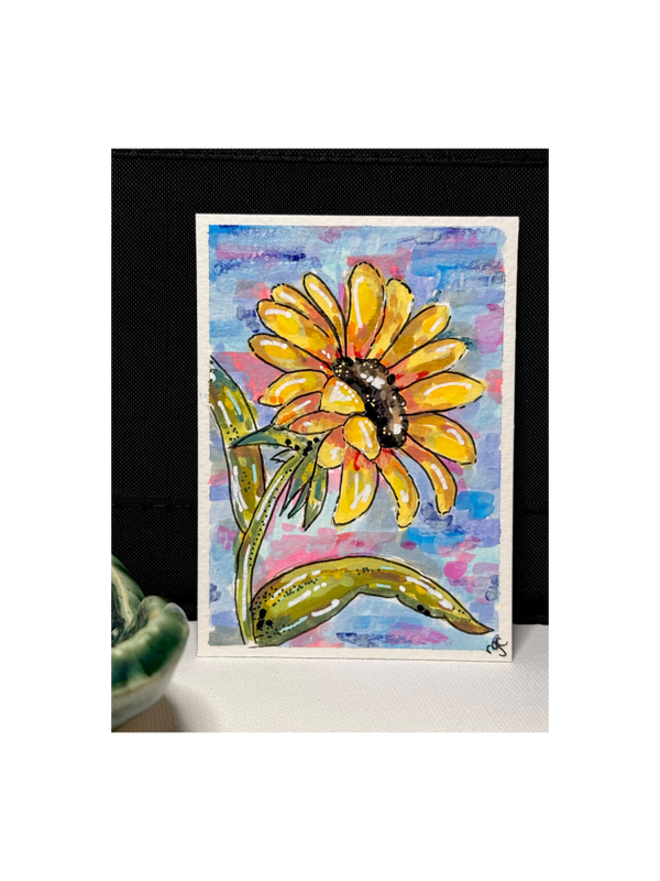 Sunflower aceo art card