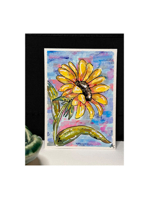 Sunflower aceo art card thumbnail 1