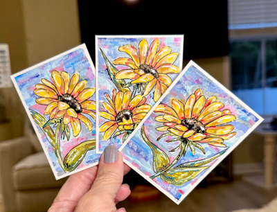 Sunflower aceo art card thumbnail 4