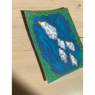 Mama duck and baby duckies aceo art card thumbnail 2