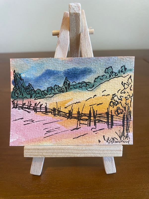 Broken Fence - Countryside Series #4/9 aceo art card