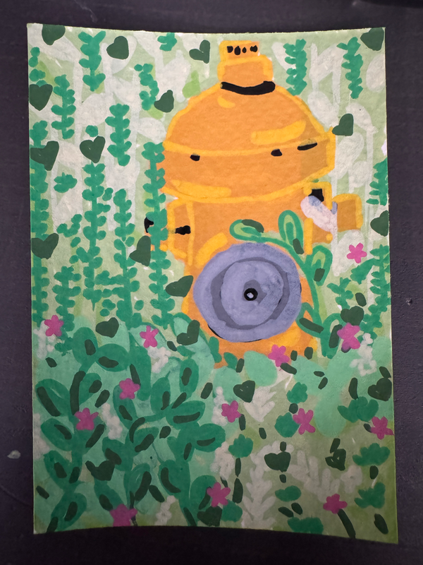 Overgrown Fire Hydrant aceo art card