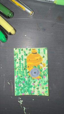 Overgrown Fire Hydrant aceo art card thumbnail 4