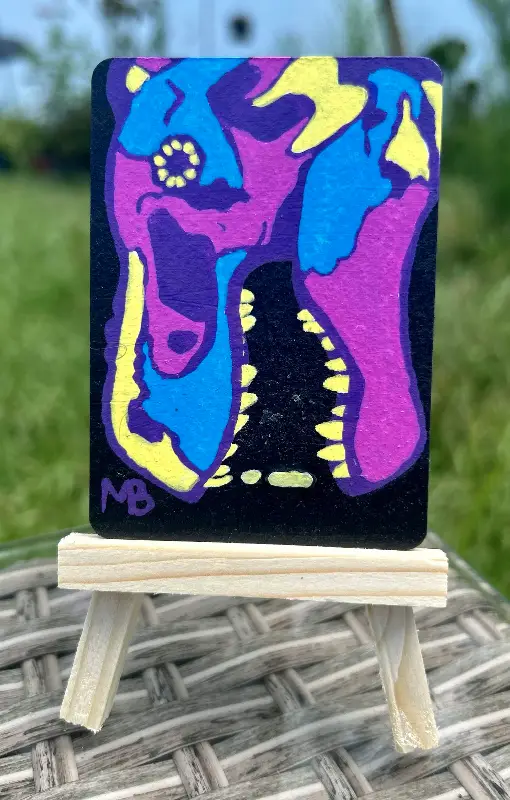 Retro Tyrannosaurus Skull 4/6 aceo art card