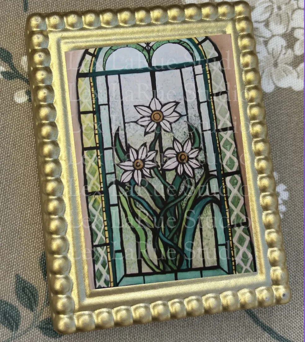 ACEO & Sticker 4-Pack: Spring Essentials Set {Daffodils, Spring Cabin, Bluejay, Orange/Blue Florals} aceo art card