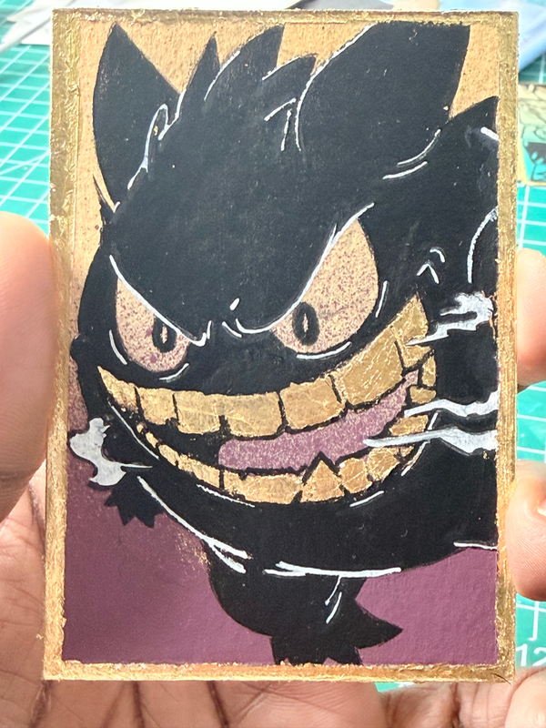 “The Gold Collection” Original ACEO “Gilded Grin” aceo art card