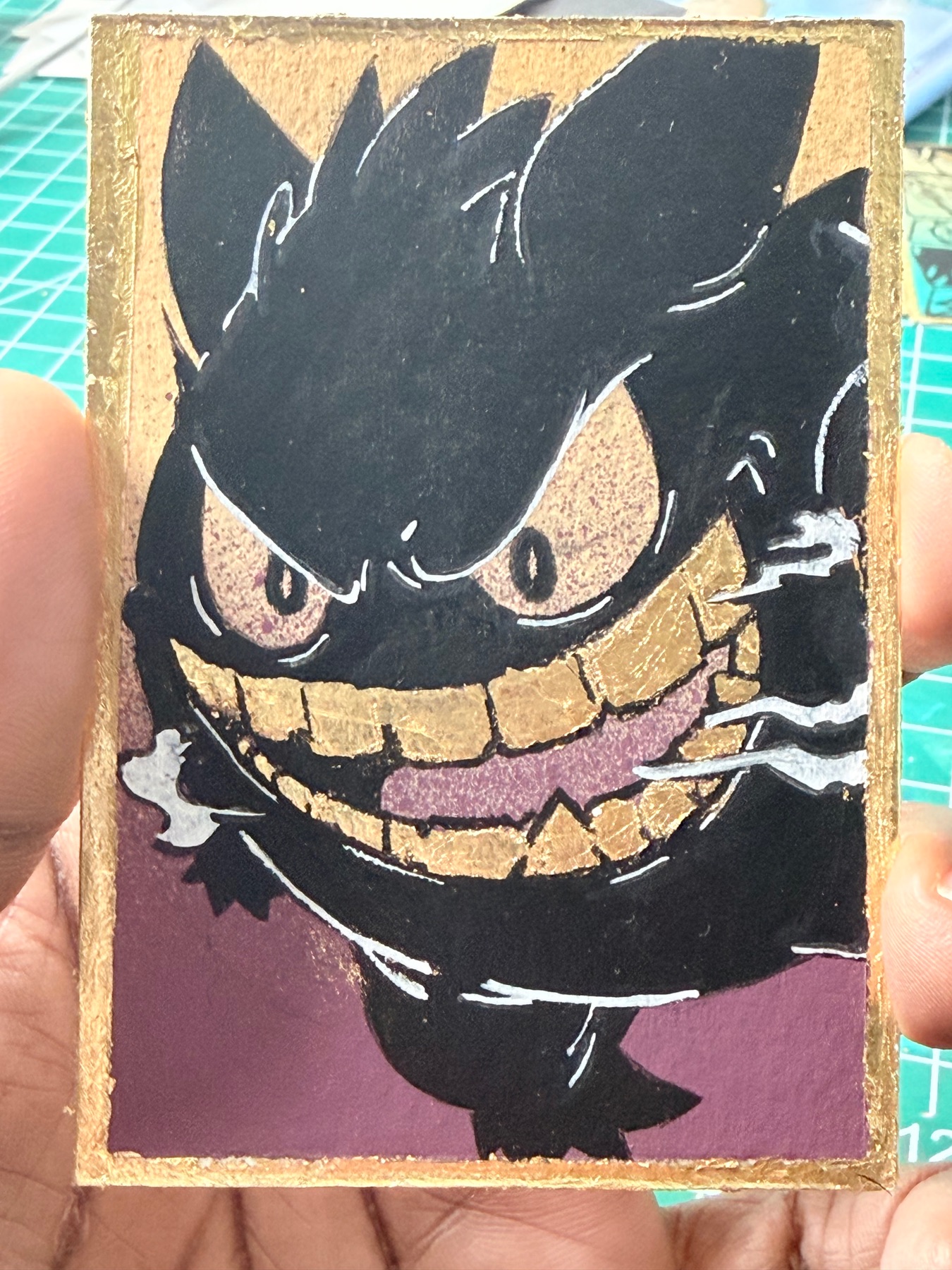 “The Gold Collection” Original ACEO “Gilded Grin” aceo art card