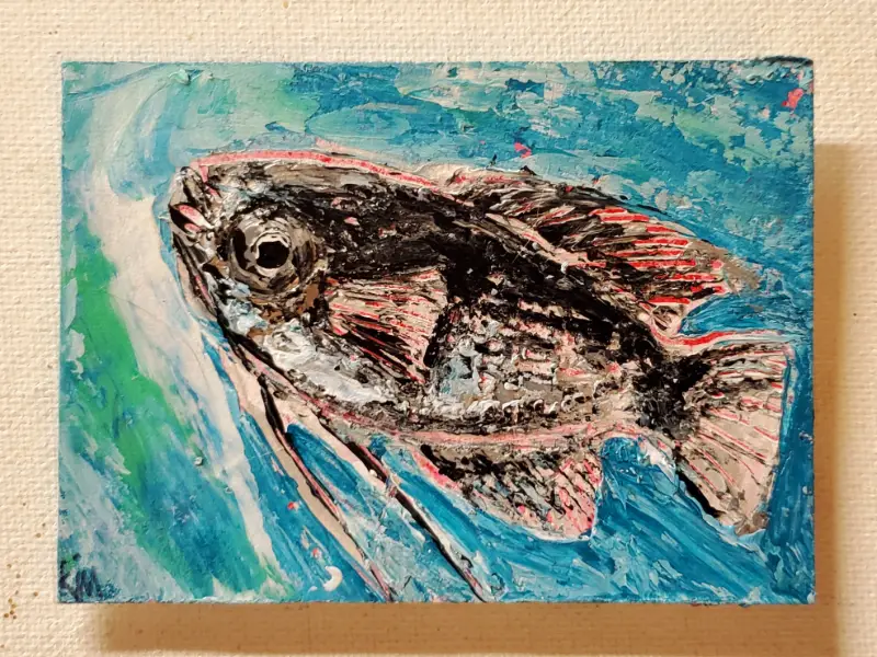 GRUNGE FISH 7 aceo art card