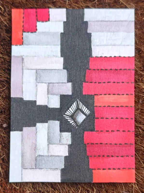 Log Cabin #7 - "Scorched Totem" aceo art card