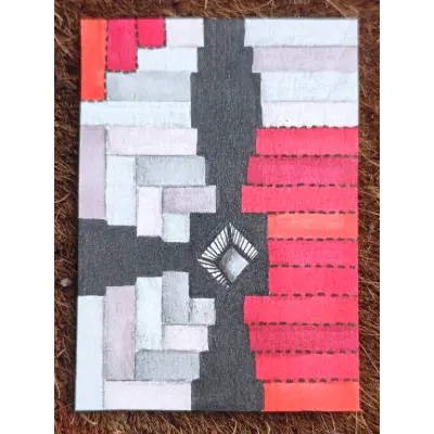 Log Cabin #7 - "Scorched Totem" aceo art card thumbnail 1