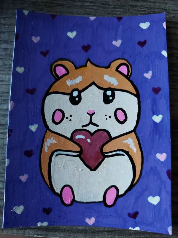 Hamster of Love aceo art card