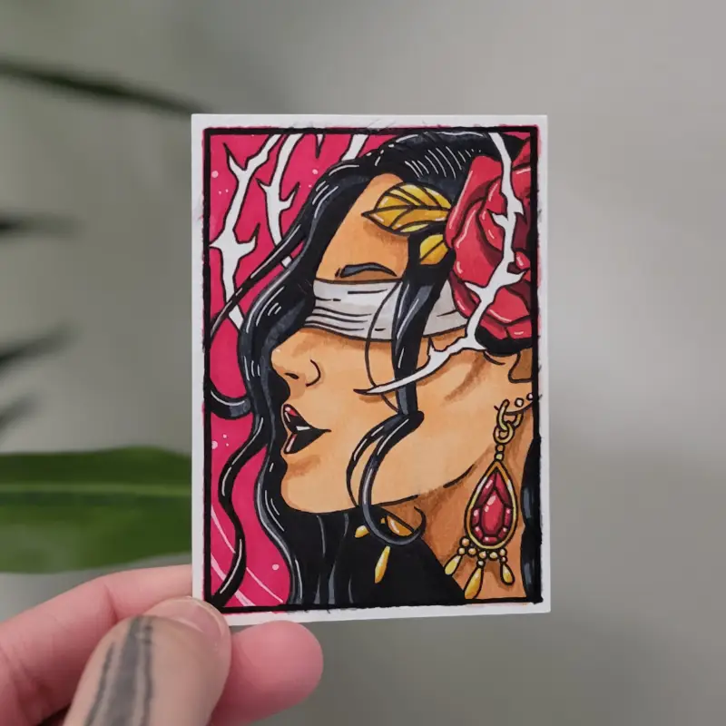 The Red Woman aceo art card