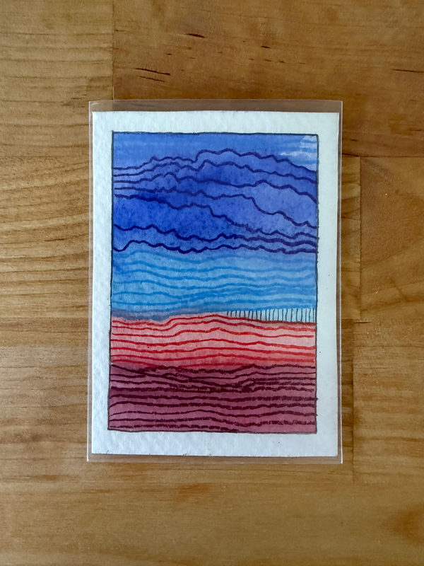Red Desert Blue Sky 1/5 aceo art card