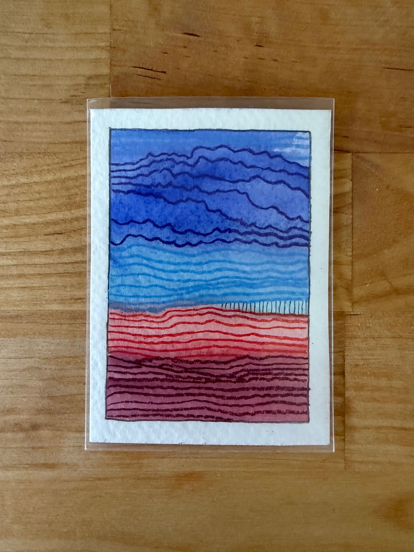 Red Desert Blue Sky 1/5 aceo art card