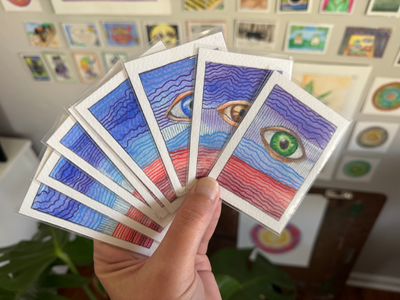 Red Desert Blue Sky 1/5 aceo art card thumbnail 4