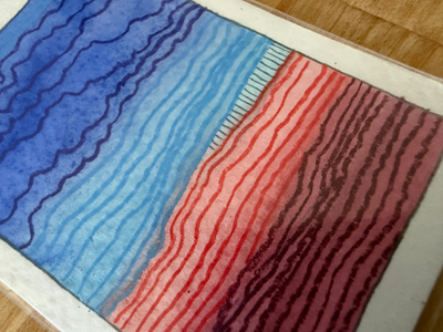 Red Desert Blue Sky 1/5 aceo art card thumbnail 3