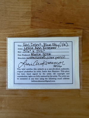 Red Desert Blue Sky 1/5 aceo art card thumbnail 2