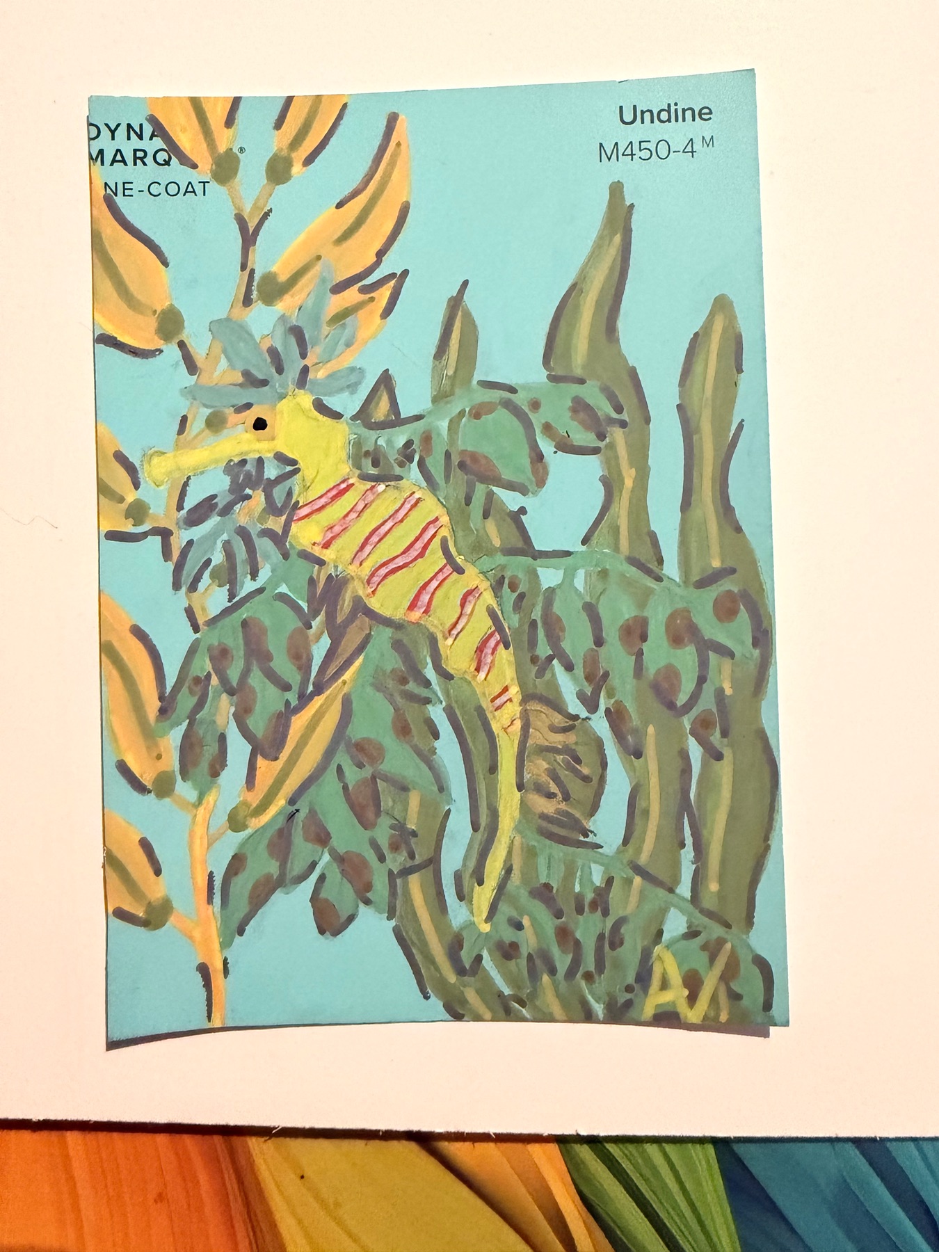 Leafy Seadragon Original aceo art card