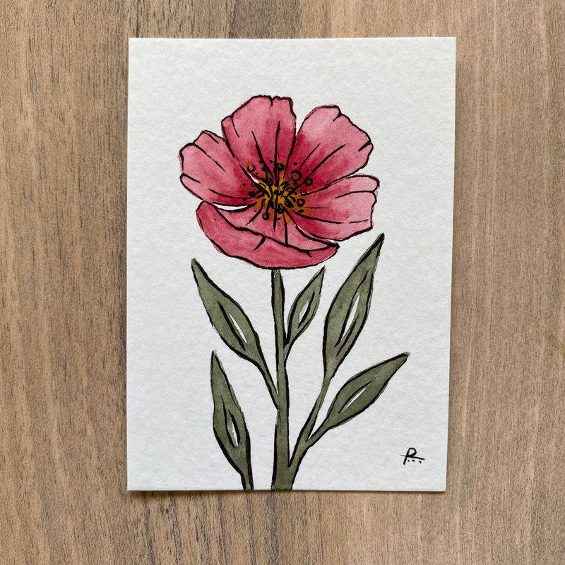 Pink Flower II aceo art card