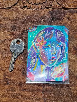 Blue Face aceo art card thumbnail 2