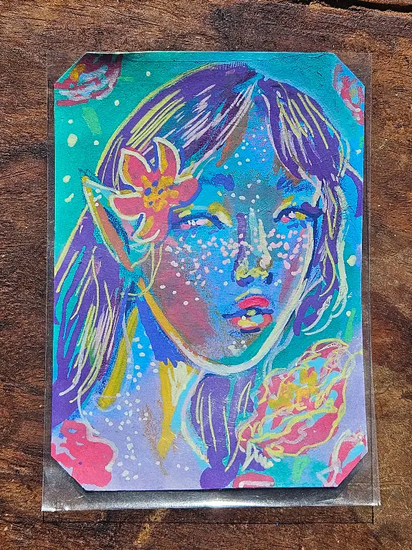 Blue Face aceo art card