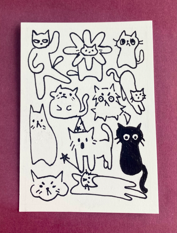 cats! aceo art card