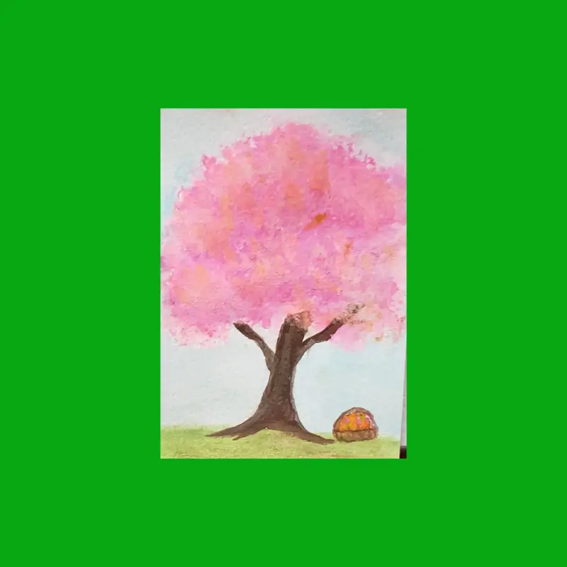 Spring trees aceo art card