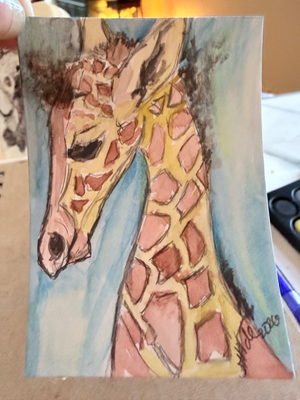 ACEO - Tiny Giraffe aceo art card thumbnail 1