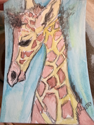 ACEO - Tiny Giraffe aceo art card thumbnail 2