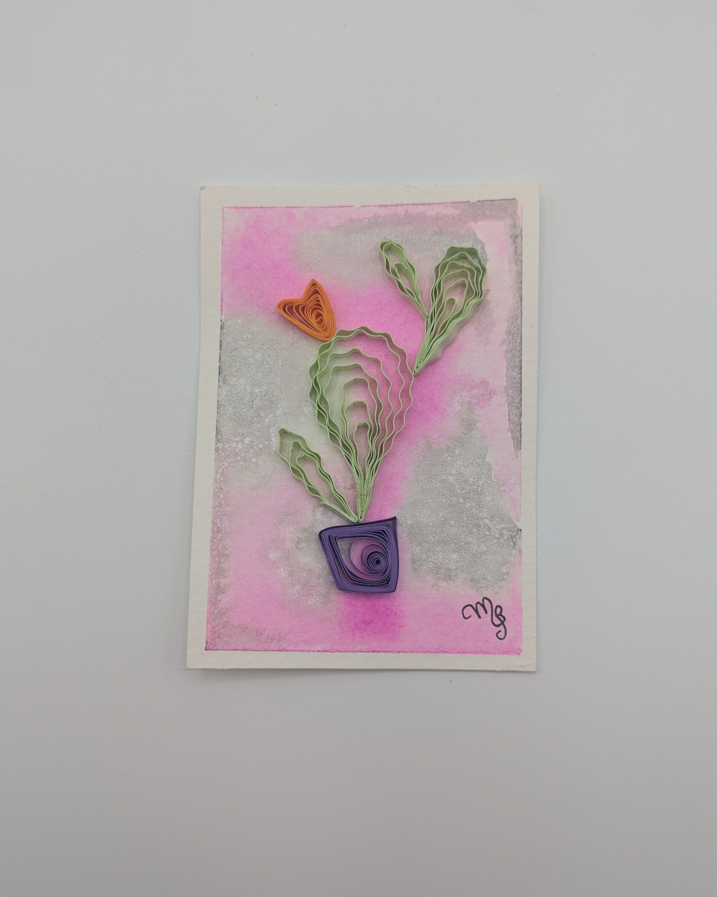 Potted cactus aceo art card