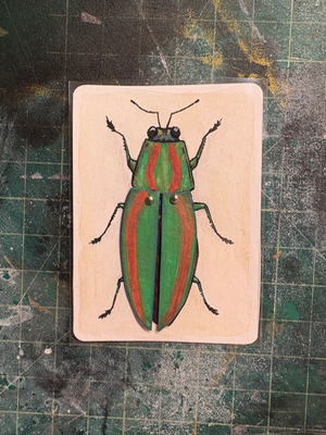 Jewel Beetle aceo art card thumbnail 2