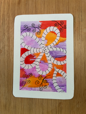 Floral Fun aceo art card thumbnail 1