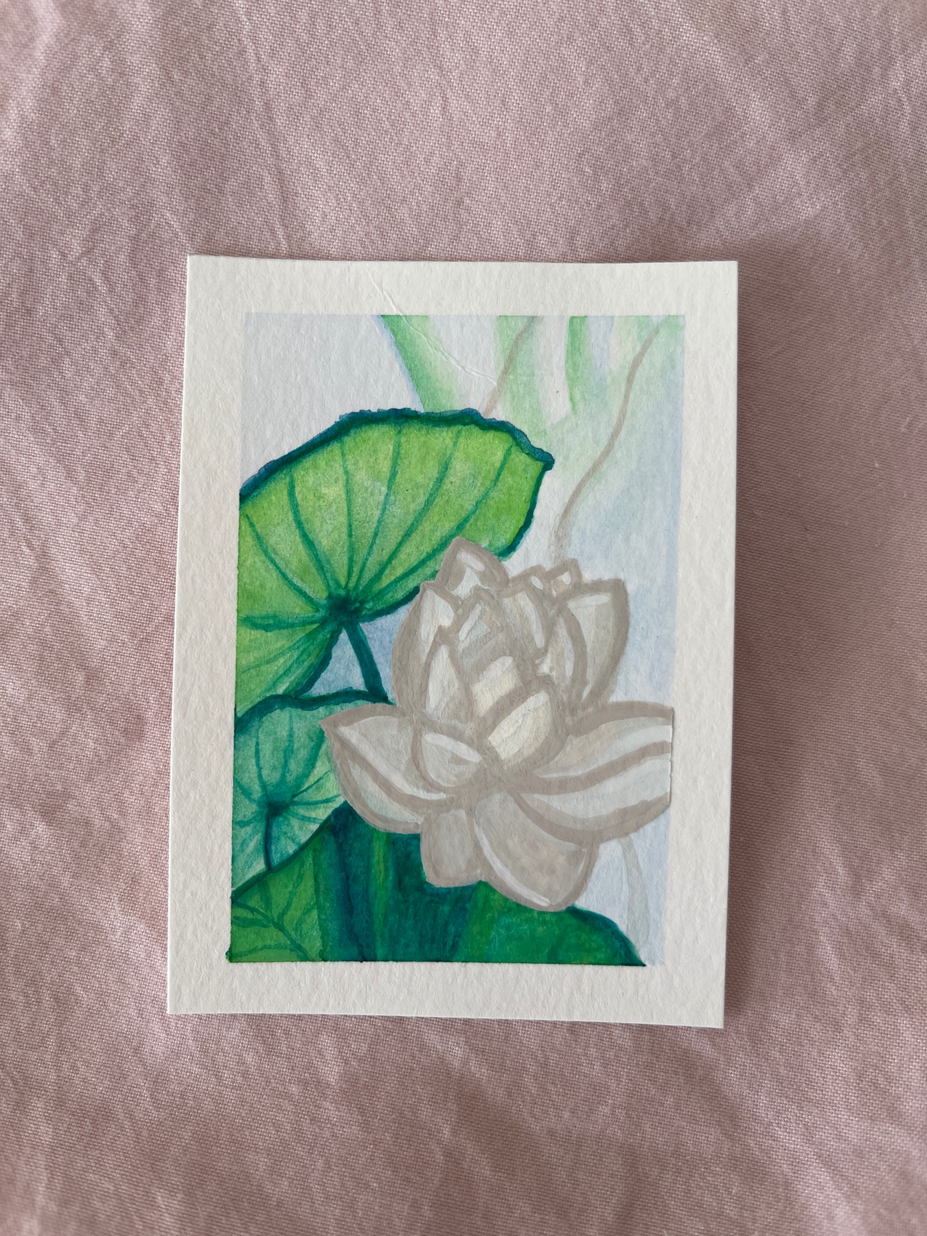 white lotus aceo art card