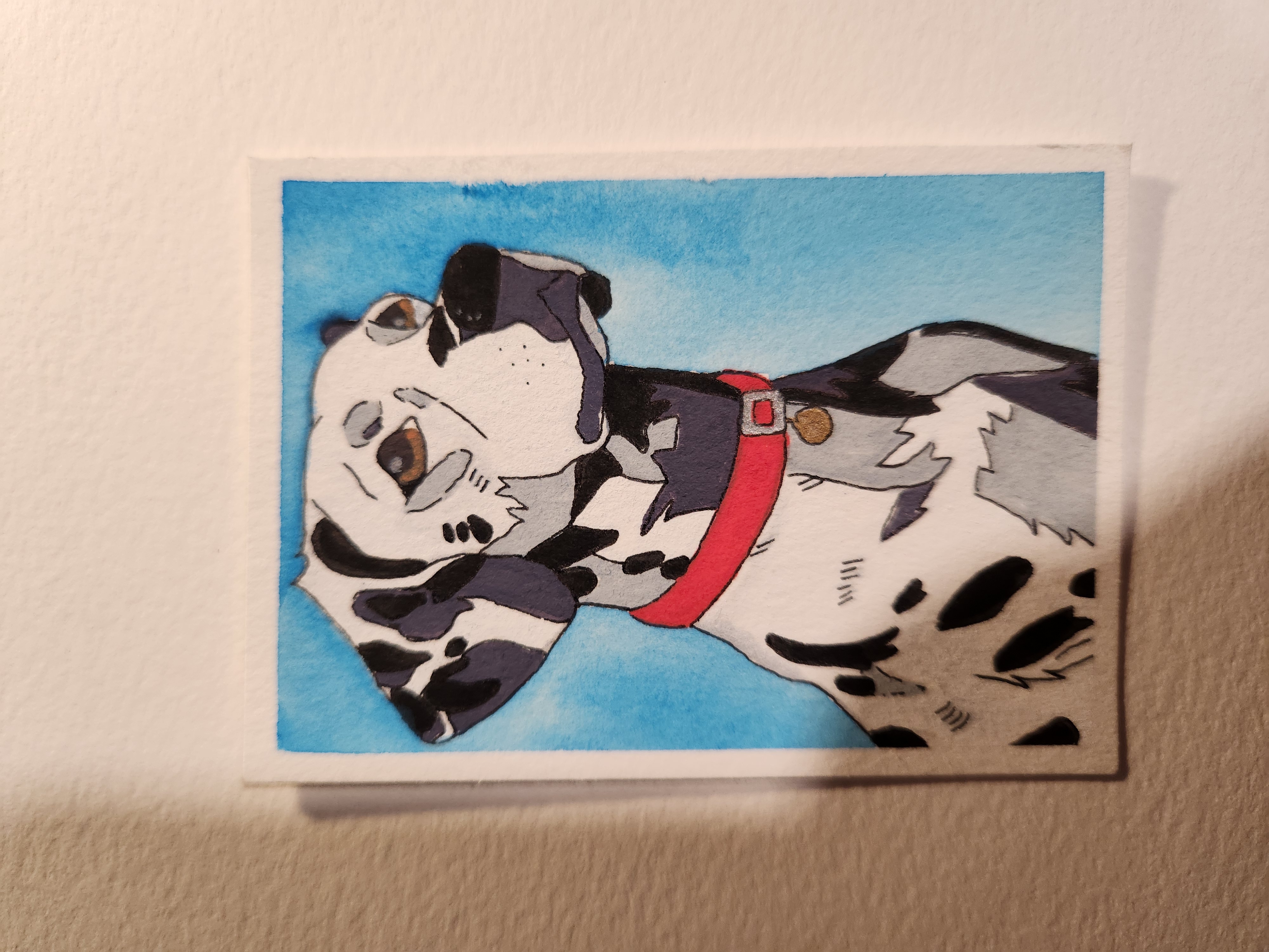 Spotty Doggo aceo art card