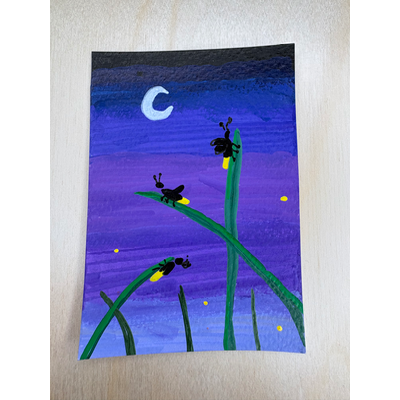 Fireflies in the Grass aceo art card thumbnail 1