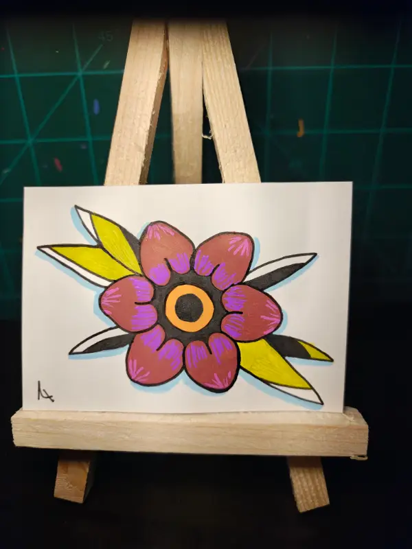 Am Trad Flower #4 aceo art card