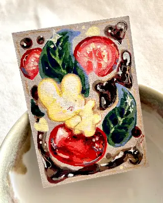 bunprese salad ~ aceo art card thumbnail 1