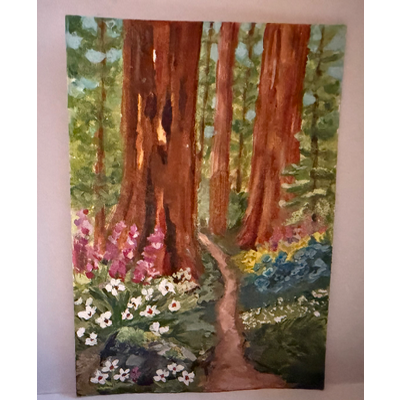 Whispering Path Through Yosemite Redwoods aceo art card thumbnail 1