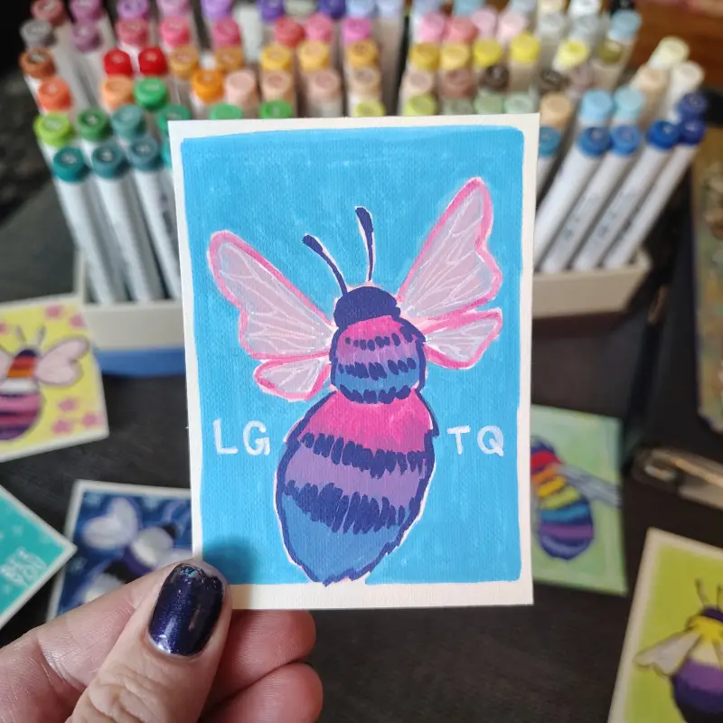 Bi Bee - Pride Bee Series, part 3/6 aceo art card